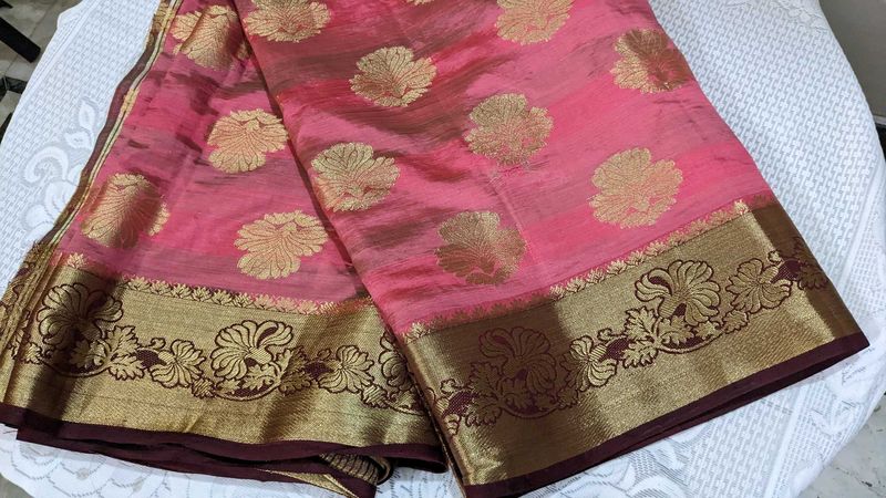 Beautiful Silk Saree New With Matching Stitched B