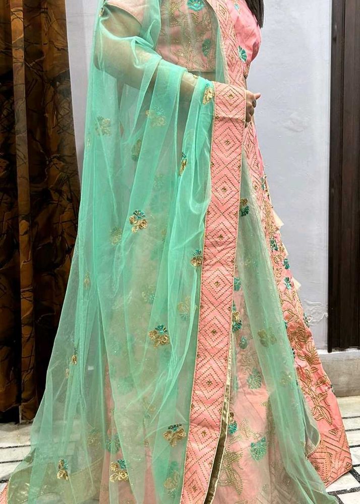 ✨️Elegant Silk Lehenga Set with Zari & Thread Work