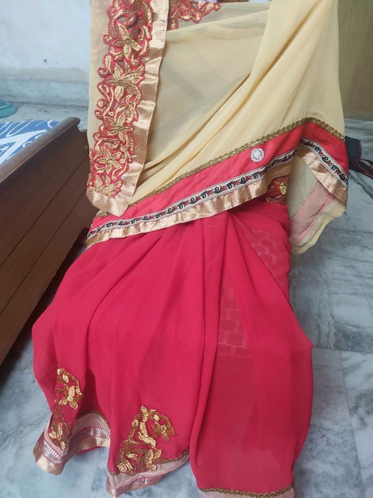 WEEKEND SALE!!!! n exquisite half half pure jorget party wear sari for SALE!!!