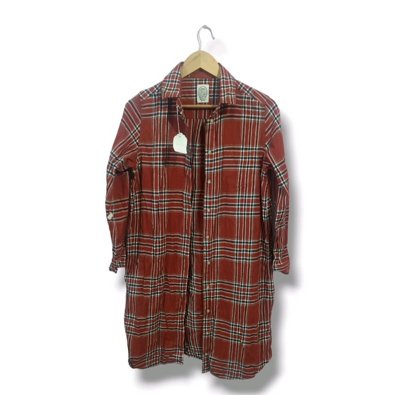 Red Check Pattern Woolen Shirt (Women's)