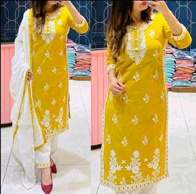 New Stayle Beautiful Reyon Silk Kurta Set With Dup