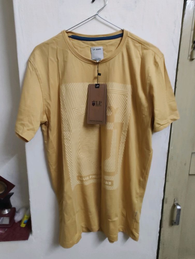 Louis Philippe Yellow Printed Tshirt Men