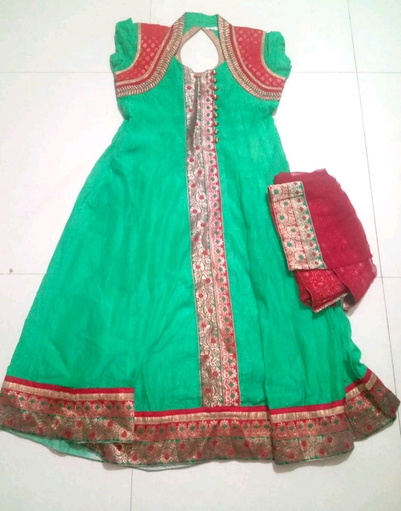 Heavy Red And Green Color Dress Anarkali At 699/-