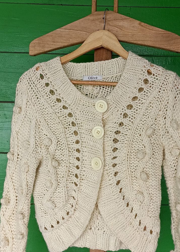 Cream Colour Design Sweater