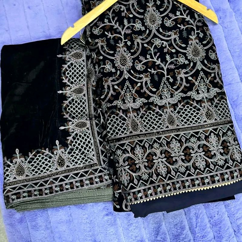 Royale Blue EmbroideryWork Kashmiri Paschim Velvet