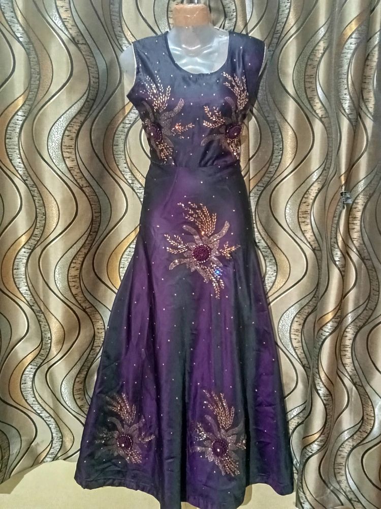 Purple Silk Ethnic Gown