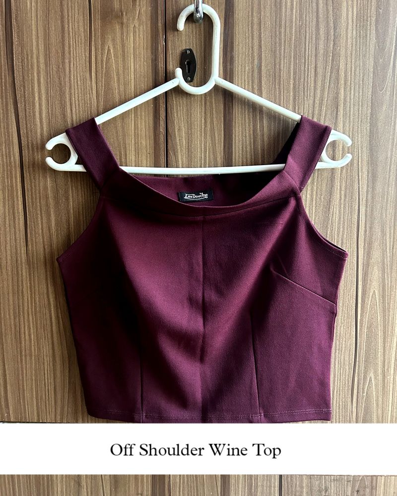 Off Shoulder Wine Crop Top