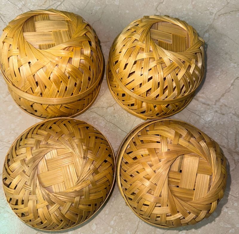 Handmade Bamboo basket- 4 Inch (10 Pcs)