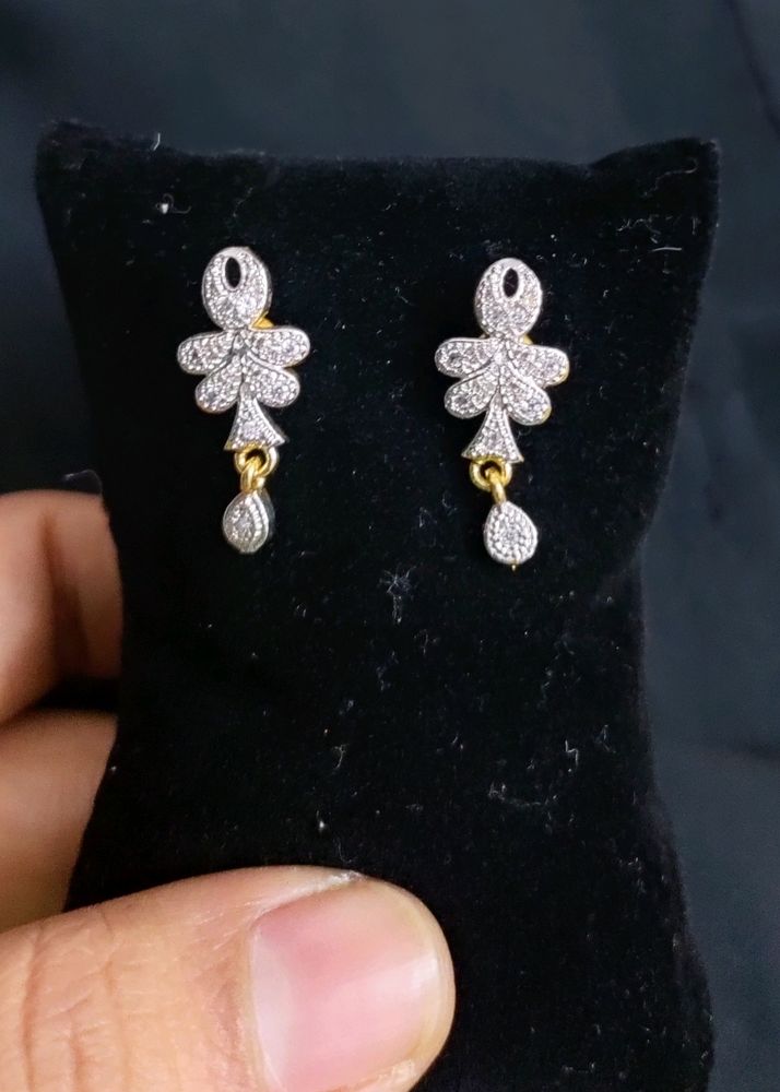 Silver Earrings With Gold Polish