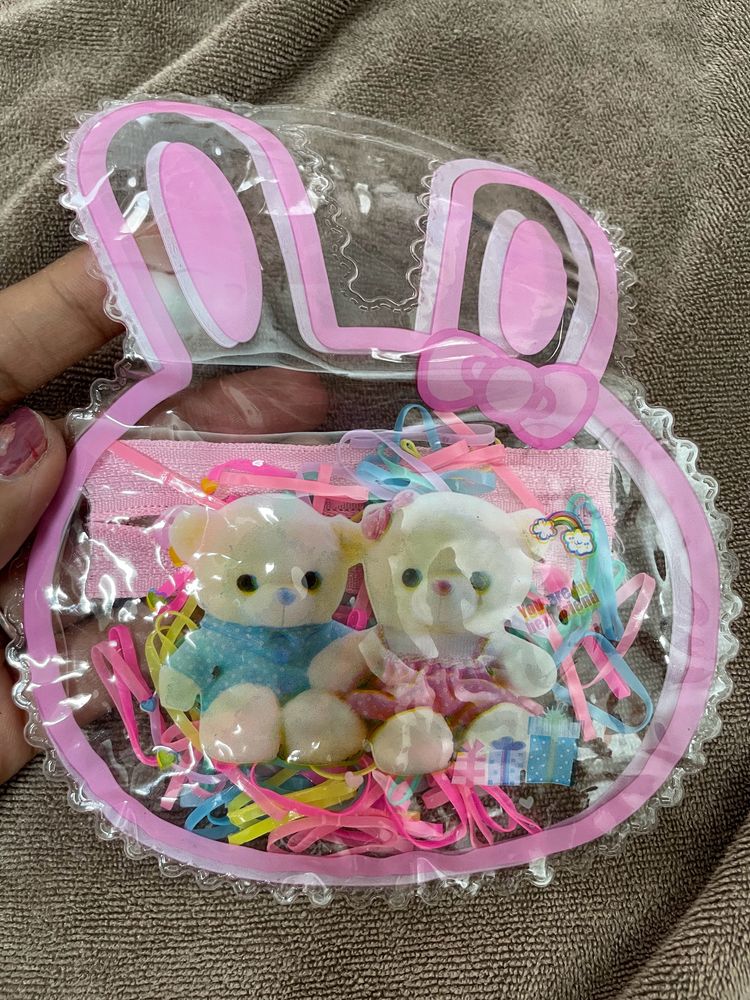 Hair Ties Multi Color With Bunny Bag