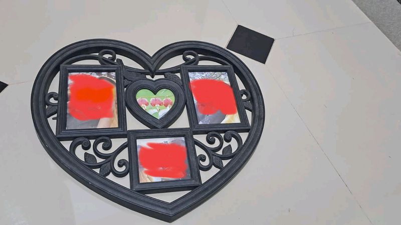 Photo Frame /Heart Shape/ Black /Plastic/Couple