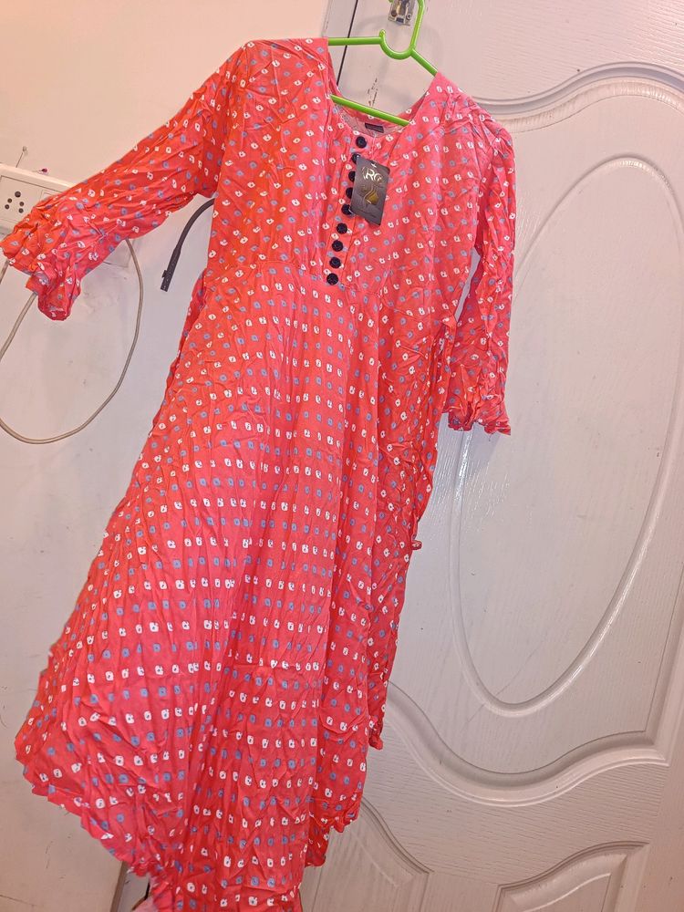 Flared Kurti Dark Peach