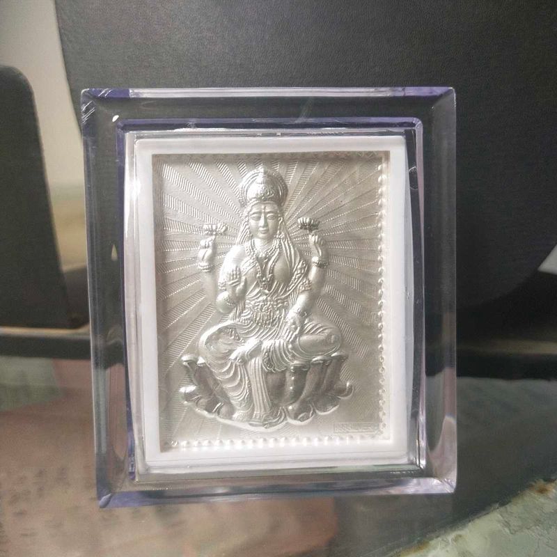 999 Pure Silver lakshmi ji Stand Frame