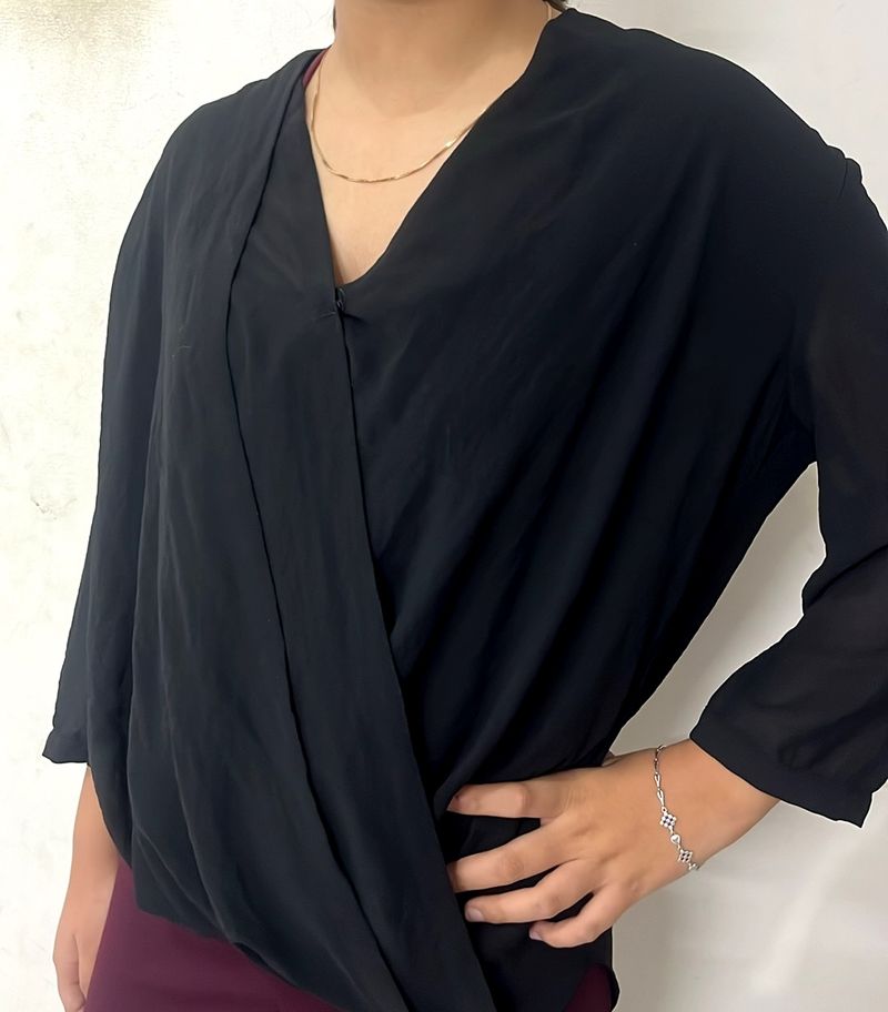 Black Georgette Layered Top