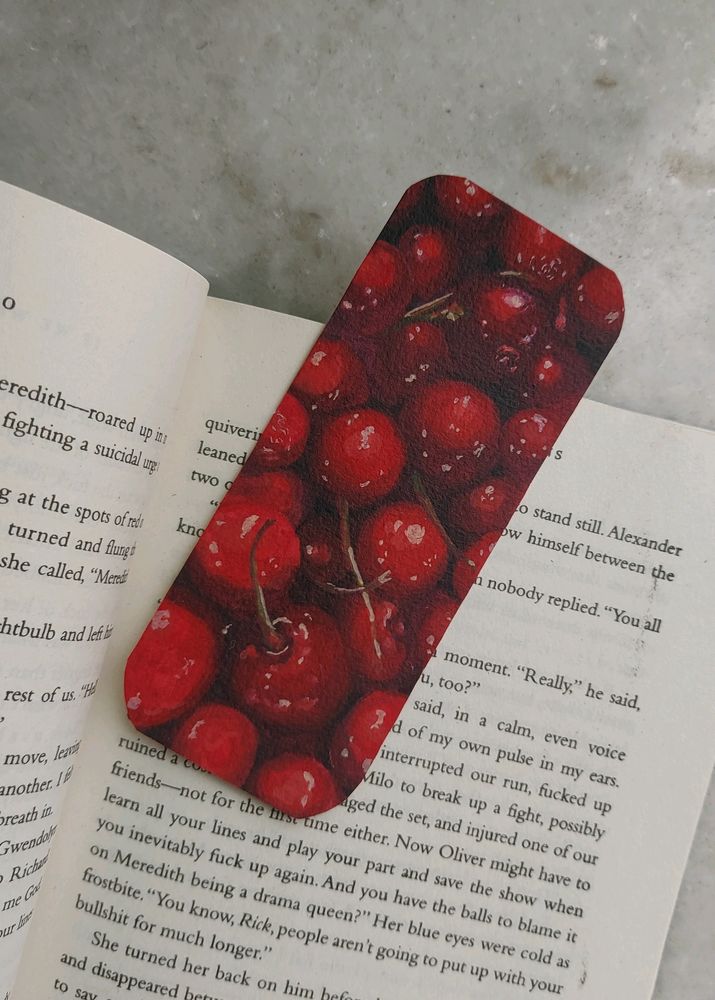 🍒 Red Cherry Handpainted Bookmark 🍒