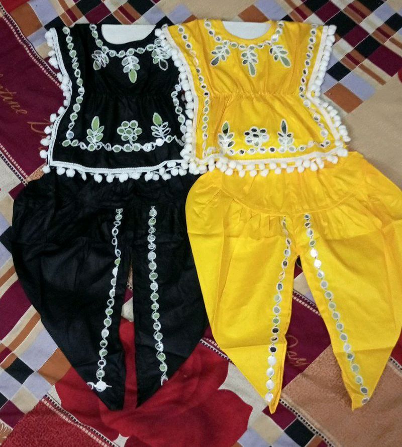 New Unused Fancy Girls Top & Dhoti Set