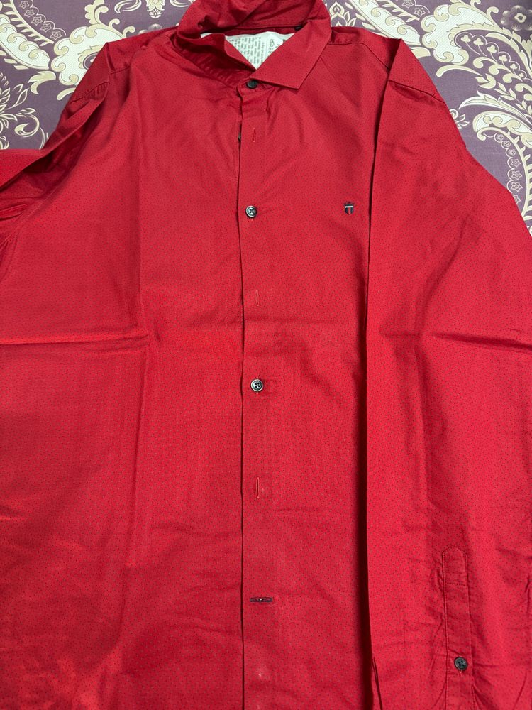 Louis Phillips, Red Colour Party Wear Shirt