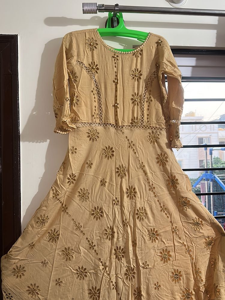 Long Anarkali Cut Work Design Kurta