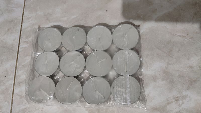 White Tea Light Candles. Set Of 12