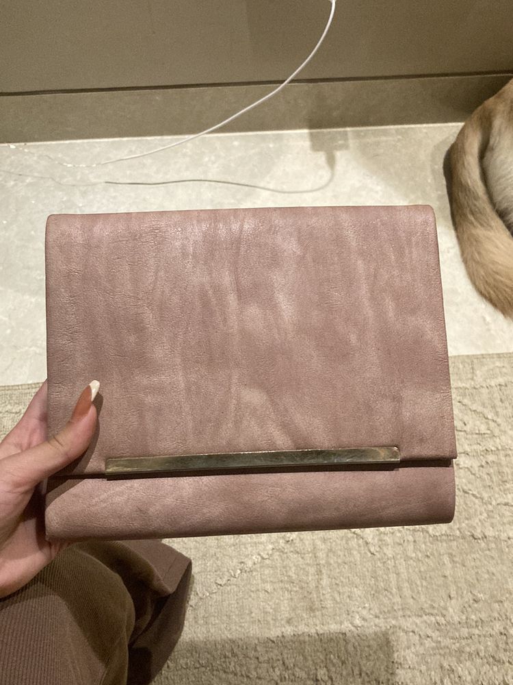 Pink Leather Clutch