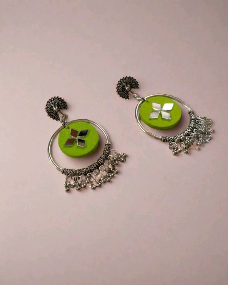 Rainvas Light green oxidized jhumka bali earrings