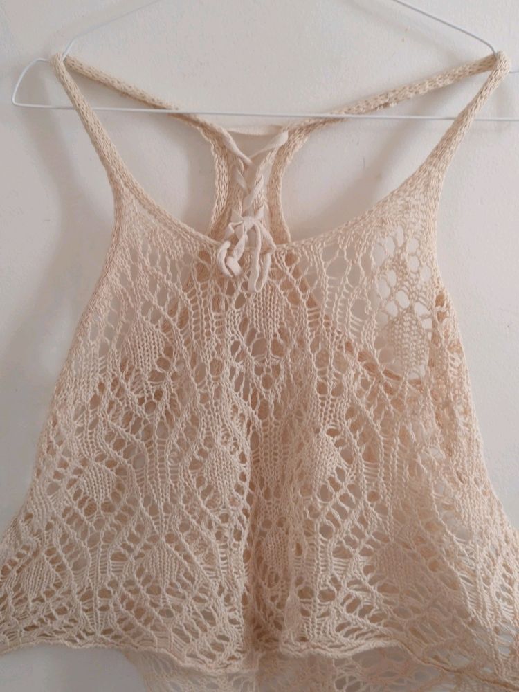 Sassy Cream Color Knitted Top With Size S/M