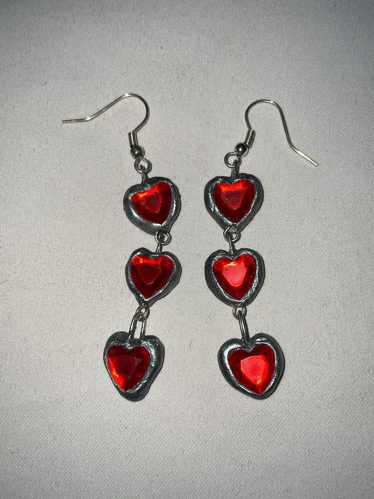 Heart Ear Rings Hanging