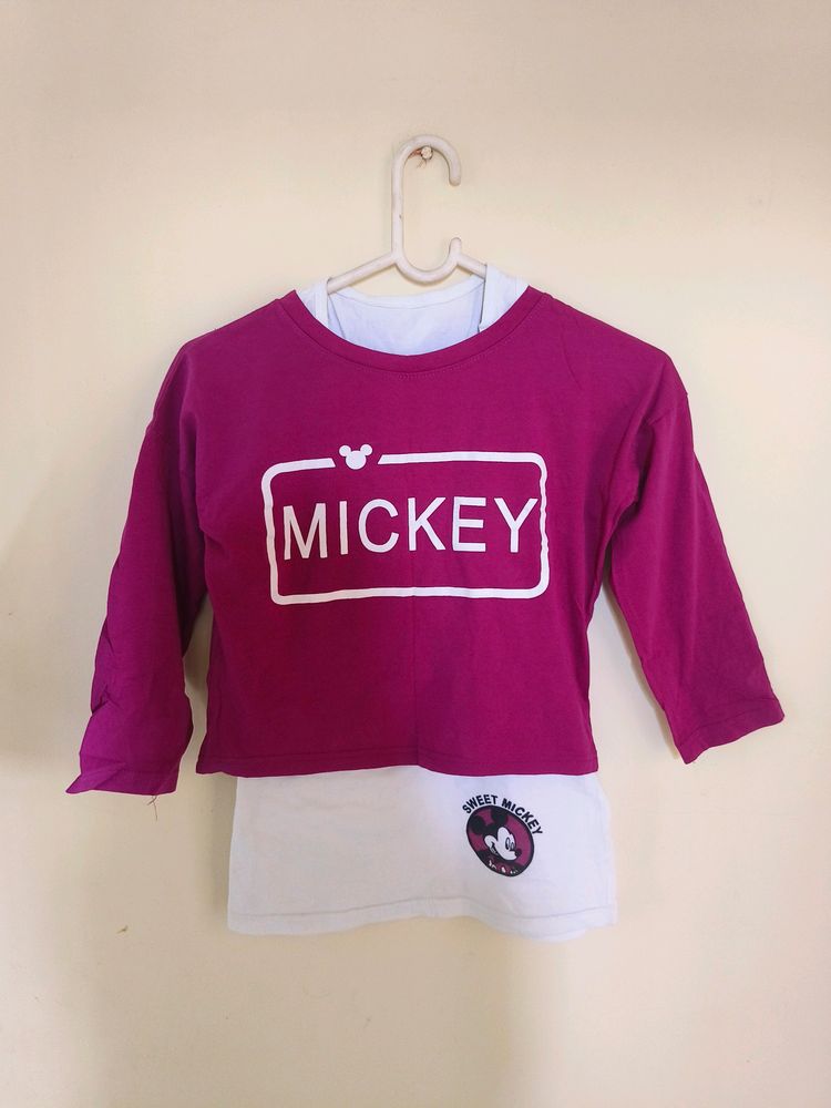 Mickey Tshirt With Inner For Girls/Women