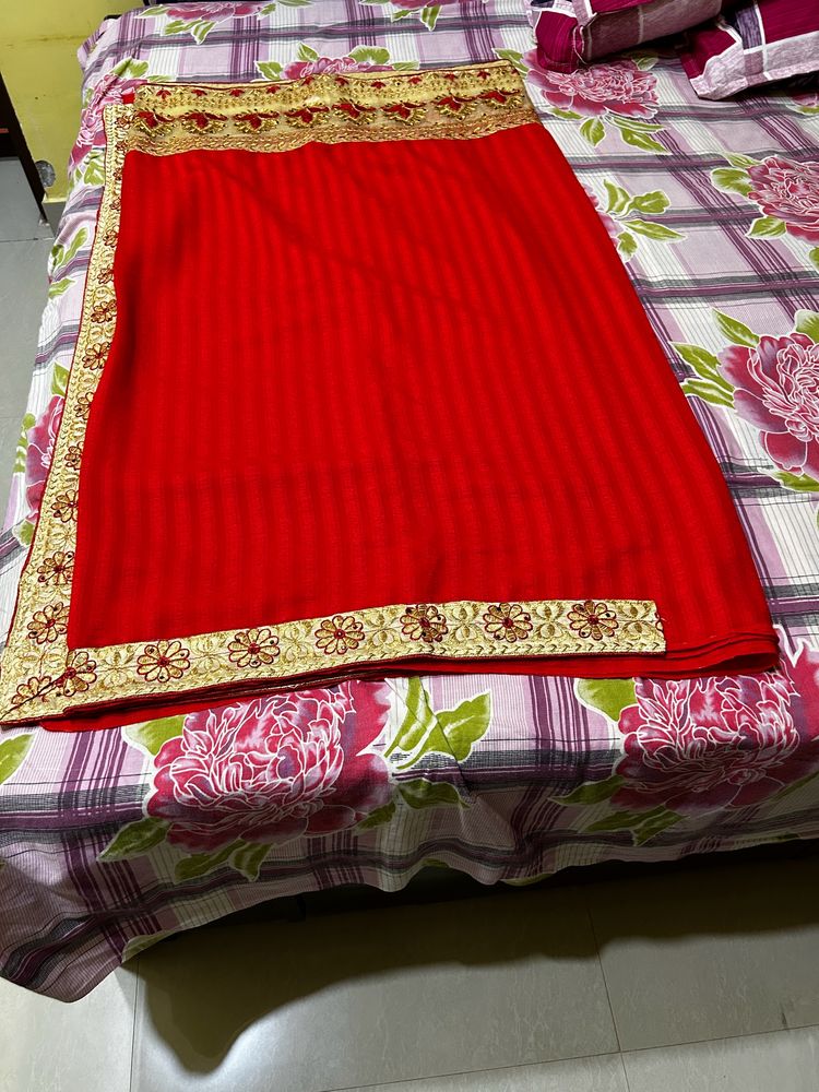 Beautiful Red Lace Saree