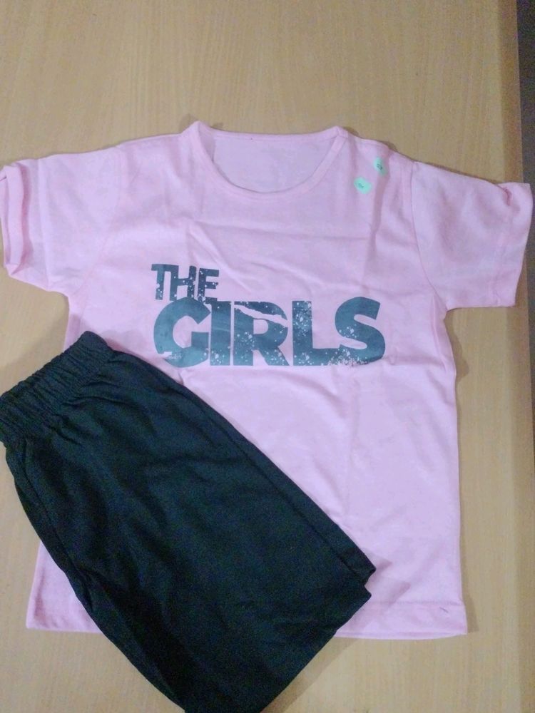 Girls Set Dress Tshirt And Short