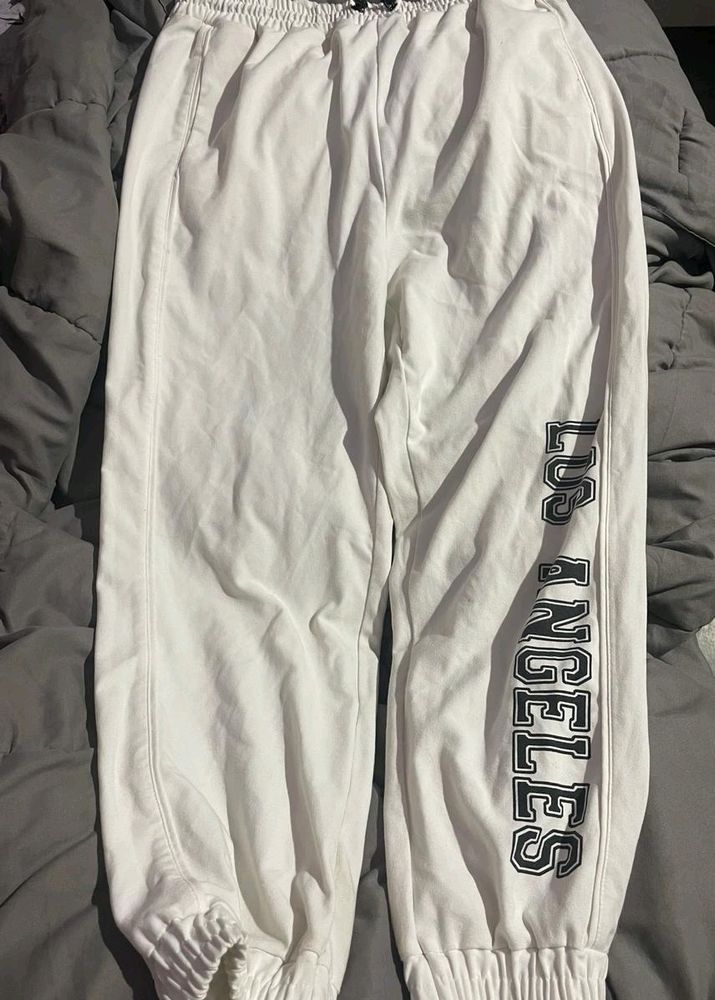 Zara Los Angeles White Jogger Pants