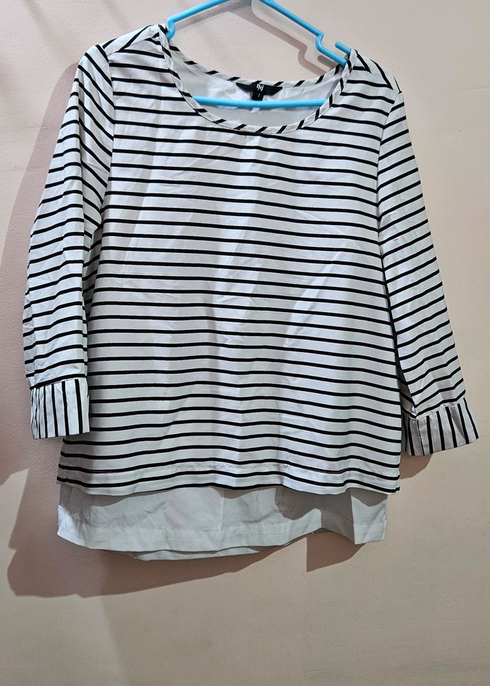 White And Black Striped Top From Fig