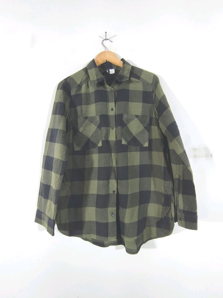 Olive And Black Checks Shirt (Women's)