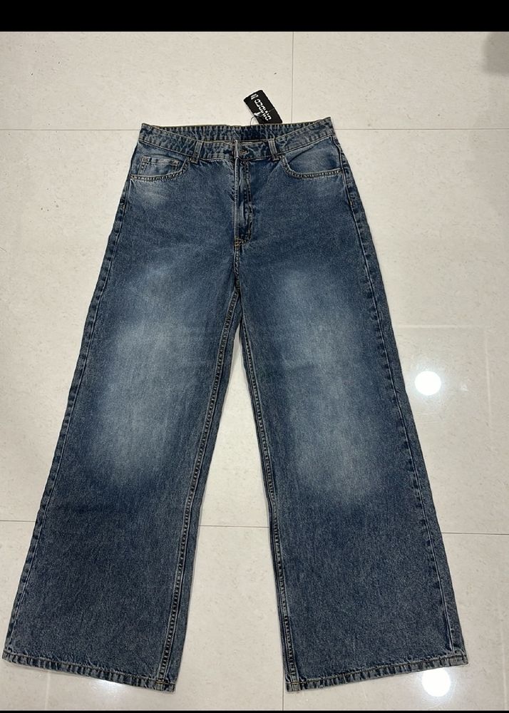 H&M Dark Blue Wide Leg Jeans