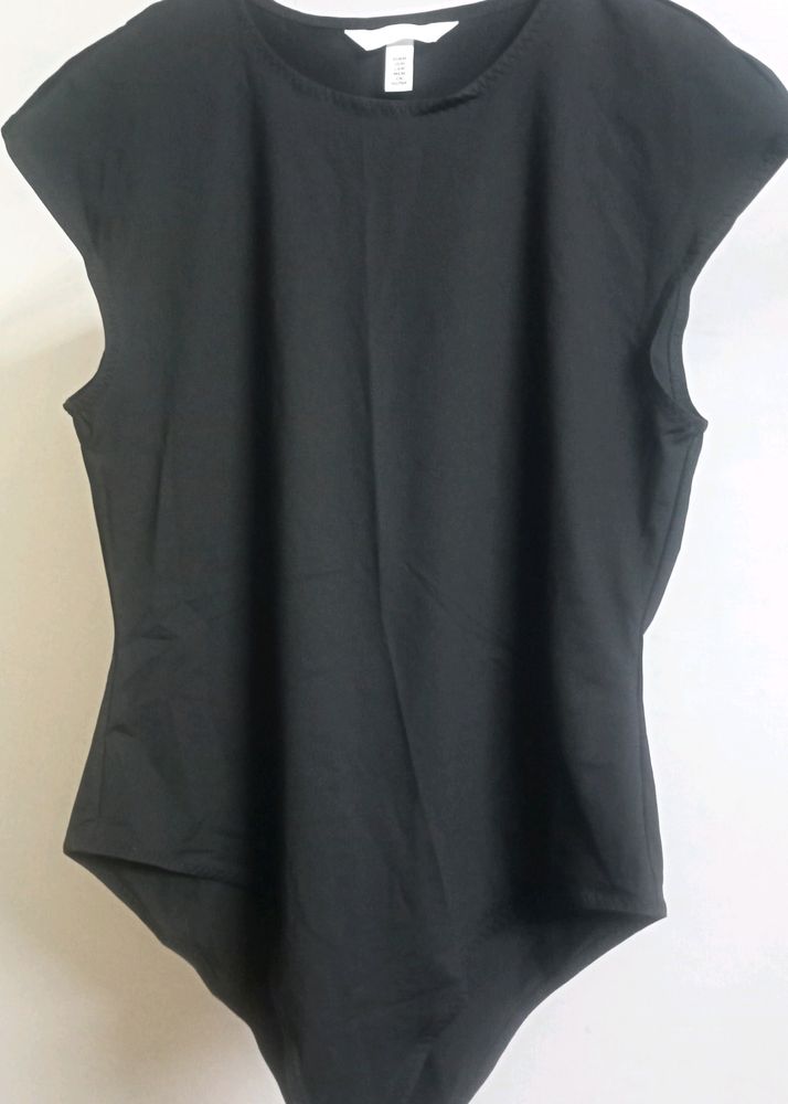 H&M Black Cap Sleeved Bodysuit/Top