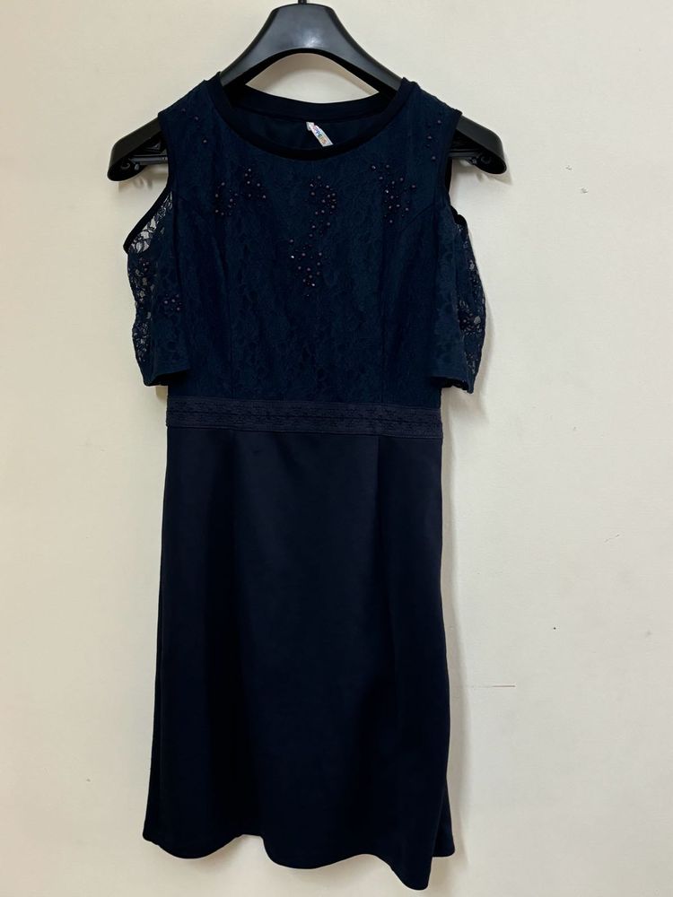 Blue Cold Shoulder Dress From Pantaloons