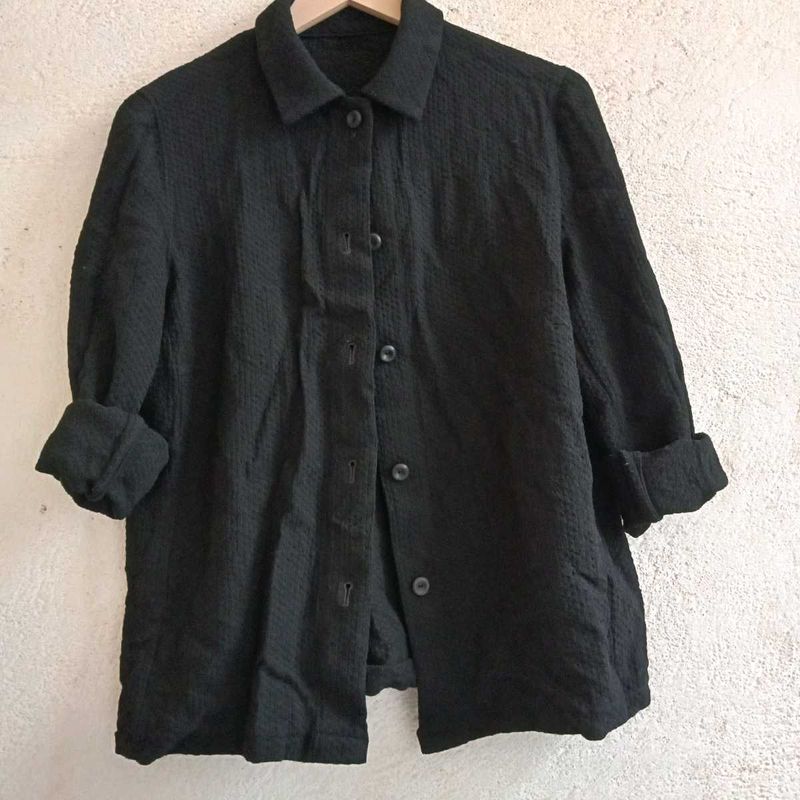 Pure Black Collar Shirt