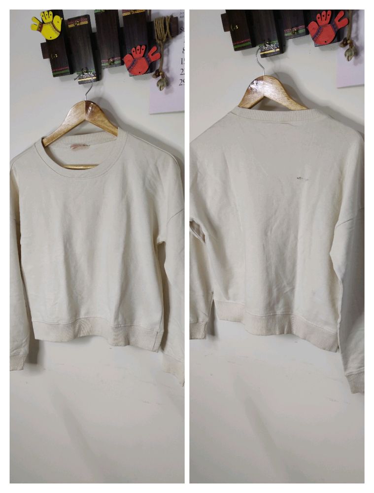 Dressberry Beige Solid Sweatshirt