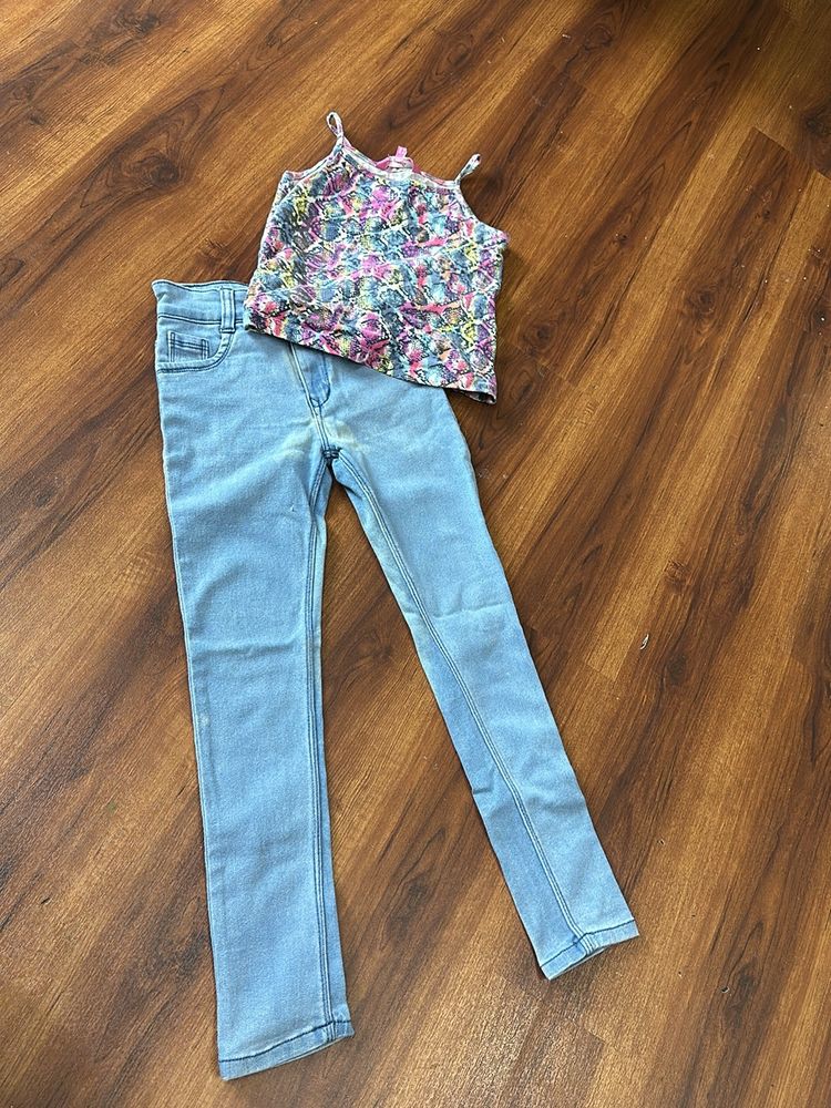 girls Set of tank top with jeans 4-6yrs kids