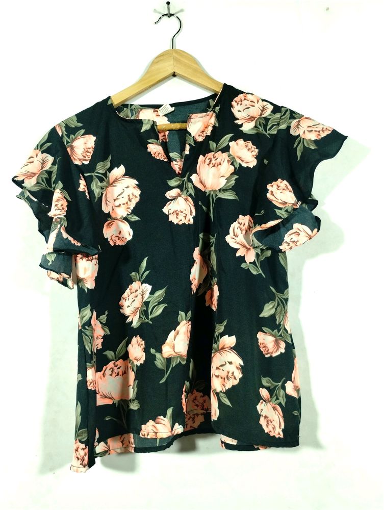 Black Floral Printed Top (Women)