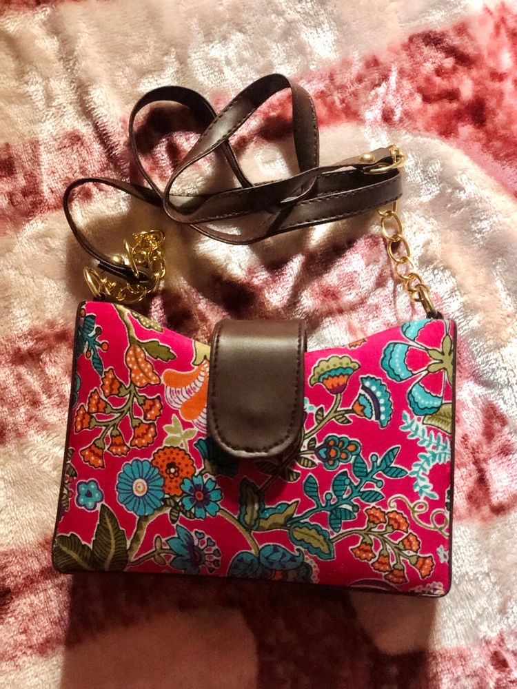 Pink Floral Sling Bag