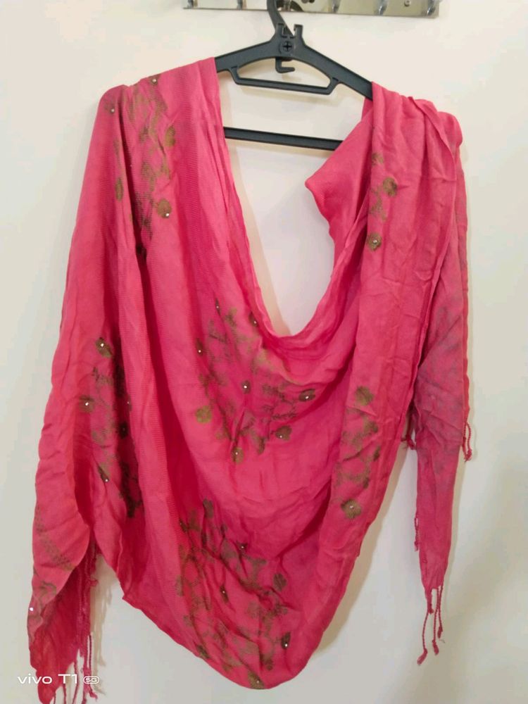 Combo Of 2 Soft Stoles Pink N Beige