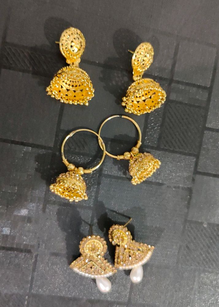 Combo Offer Golden Jhumka And pearl Jhumk