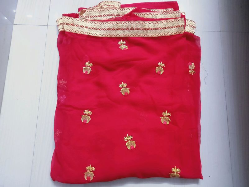 NEW CHIFFON RED COLOUR BEAUTIFUL SAREE