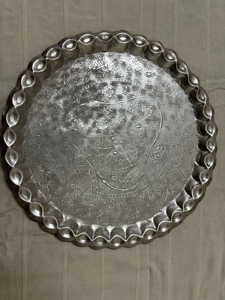 (Round)Decorative Silver Platted Finished Tray