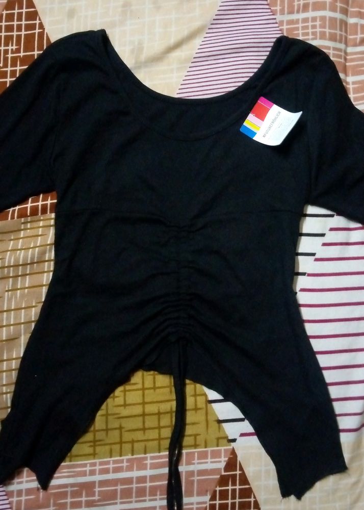 Cute Black top With Front & Back Adjustable Knot