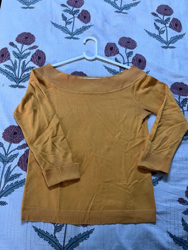 Off Shoulder Mustard Top