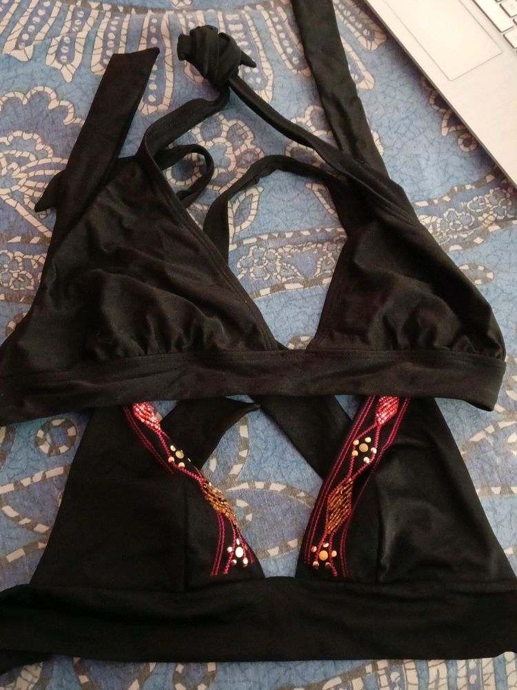 Black Tying Bra Non Padded