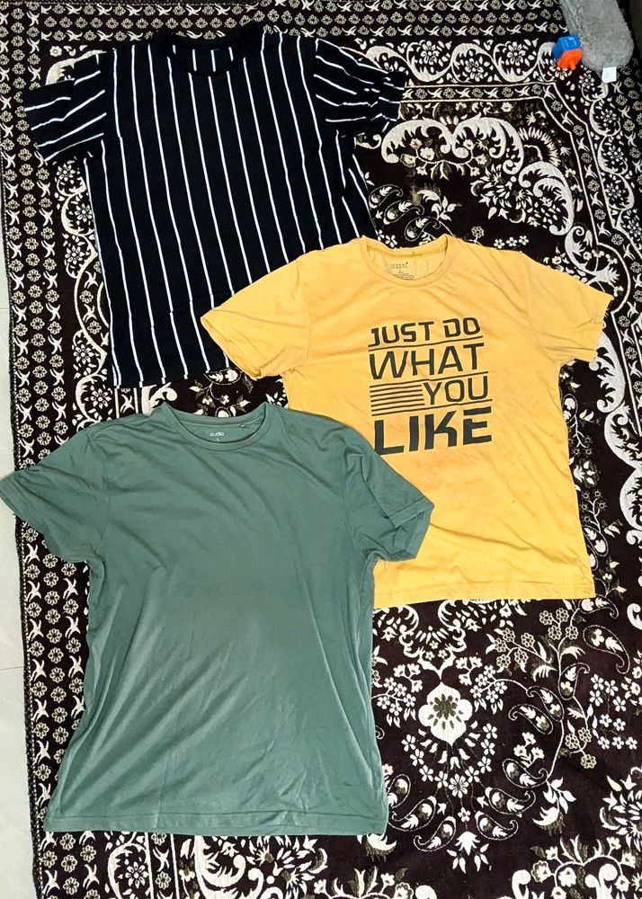 Combo Of 3 L Size Tshirt (Black,Yellow,Olive)