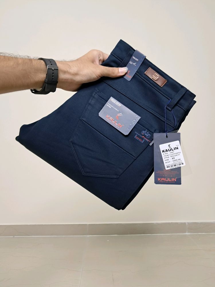 Kaulin 1027 Men's Double Cloth Knitted Blue Pant